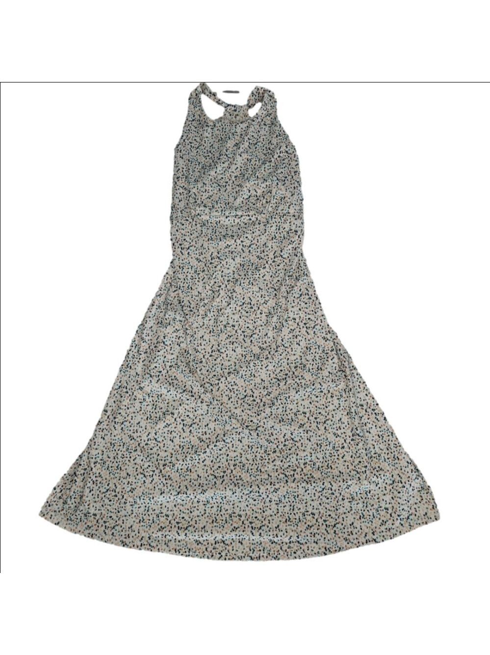 prAna Sleeveless Midi Dress L Cream Multicolor Speckled Print Sustainable - Picture 7 of 9